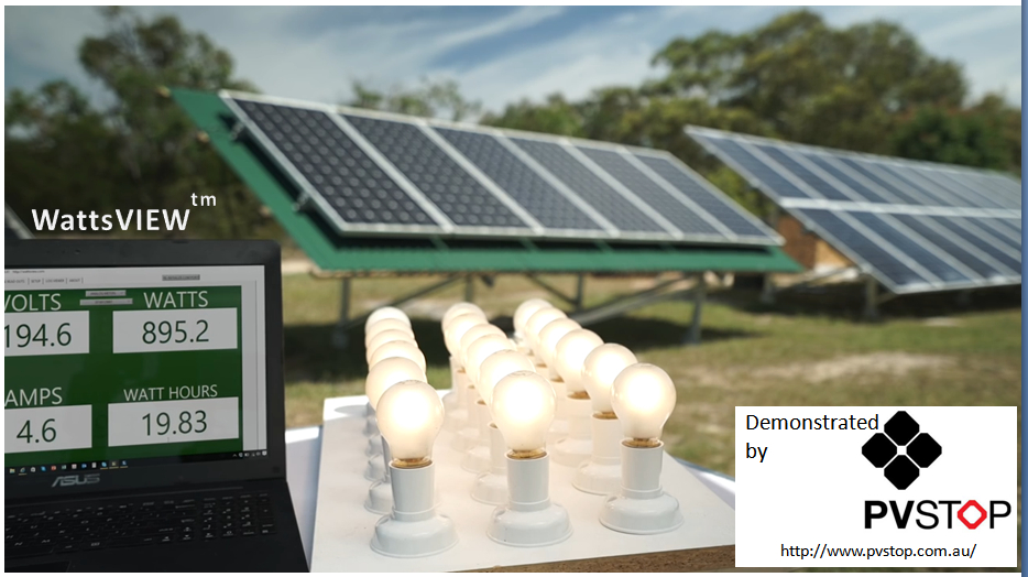 WattsVIEW shown monitoring output from a PV array